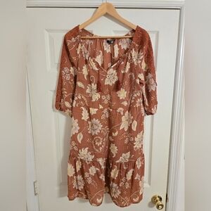 Mlle Gabrielle Rust and Cream Floral Dress NO SIZE TAG